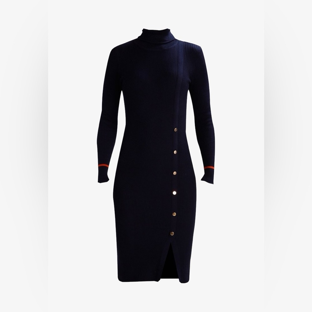 VILA ribbed Shift dress in dark blue size XS